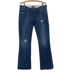 Rich & Skinny Bootcut Jeans Womens 34 Blue Excellent Distressed Flare Denim